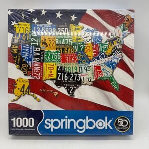 Springbok Jigsaw Puzzle License Plate Map USA 1000 Piece New Made in America